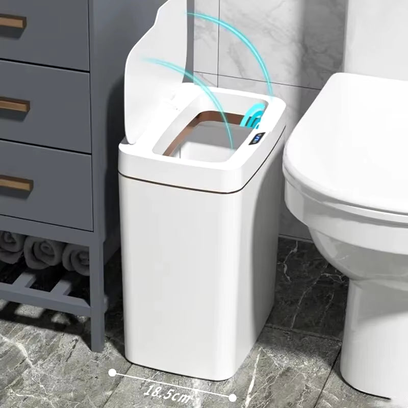 15/18L Smart Sensor Trash Can Garbage Bucket Waterproof Narrow Seam Automatic Trash Bin Wastebasket for Kitchen Toilet Bedroom