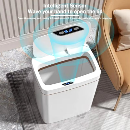 15/18L Smart Sensor Trash Can Garbage Bucket Waterproof Narrow Seam Automatic Trash Bin Wastebasket for Kitchen Toilet Bedroom