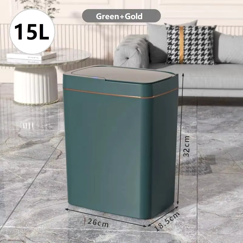 15/18L Smart Sensor Trash Can Garbage Bucket Waterproof Narrow Seam Automatic Trash Bin Wastebasket for Kitchen Toilet Bedroom